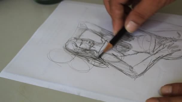 白板纸上的炭笔画 — 图库视频影像