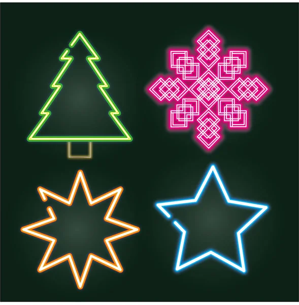 Neon Decoration Christmas Lights — Stock Vector
