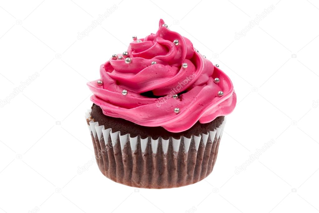 Pink Isolated Sweet cupcake on white background