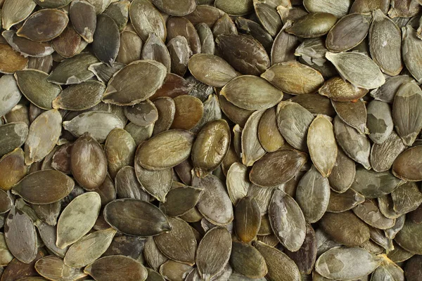 Detailní Pohled Shora Hromadu Surových Loupaných Tykvových Semen — Stock fotografie