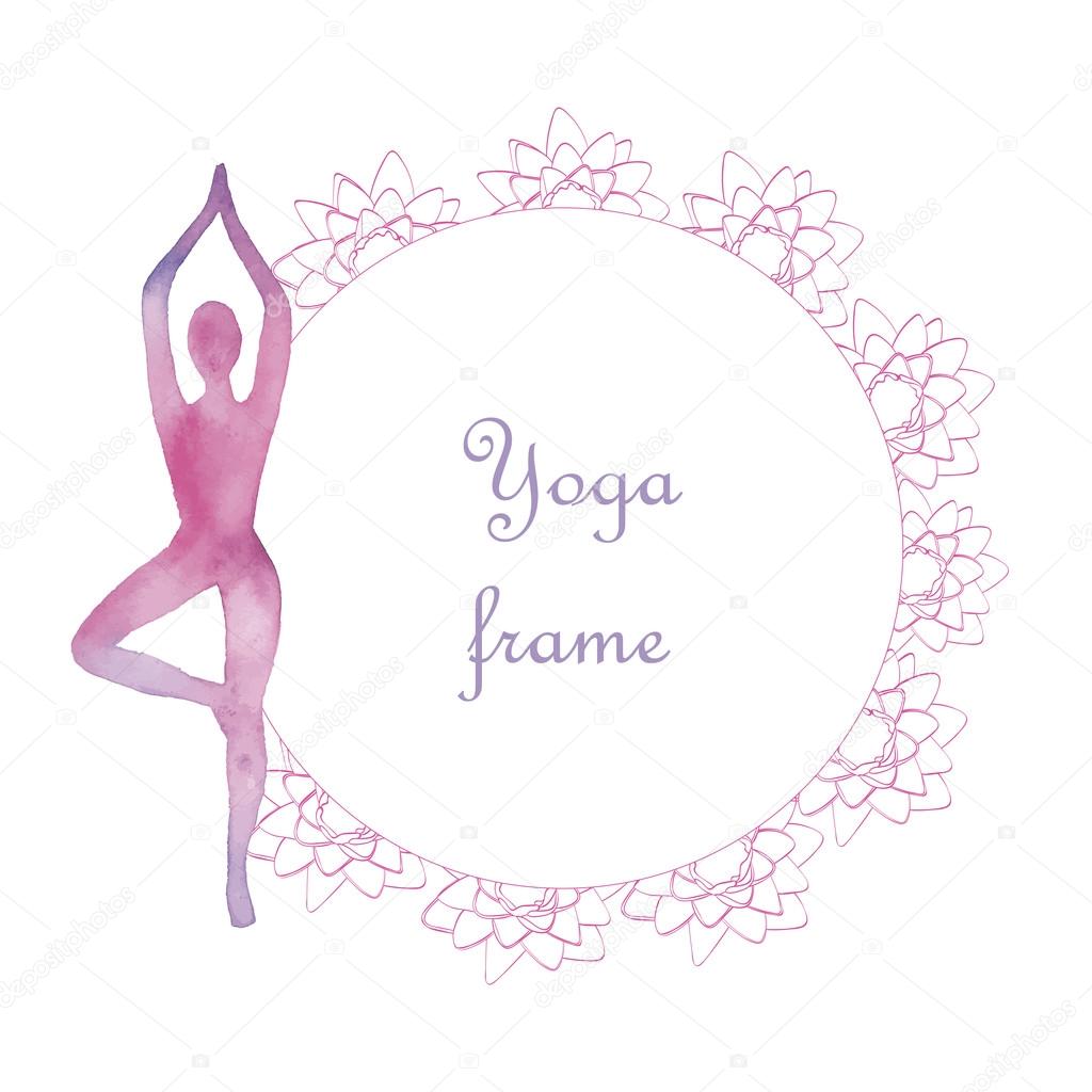 Watercolor Yoga Frame Stock Vector Image By C Nadyakr