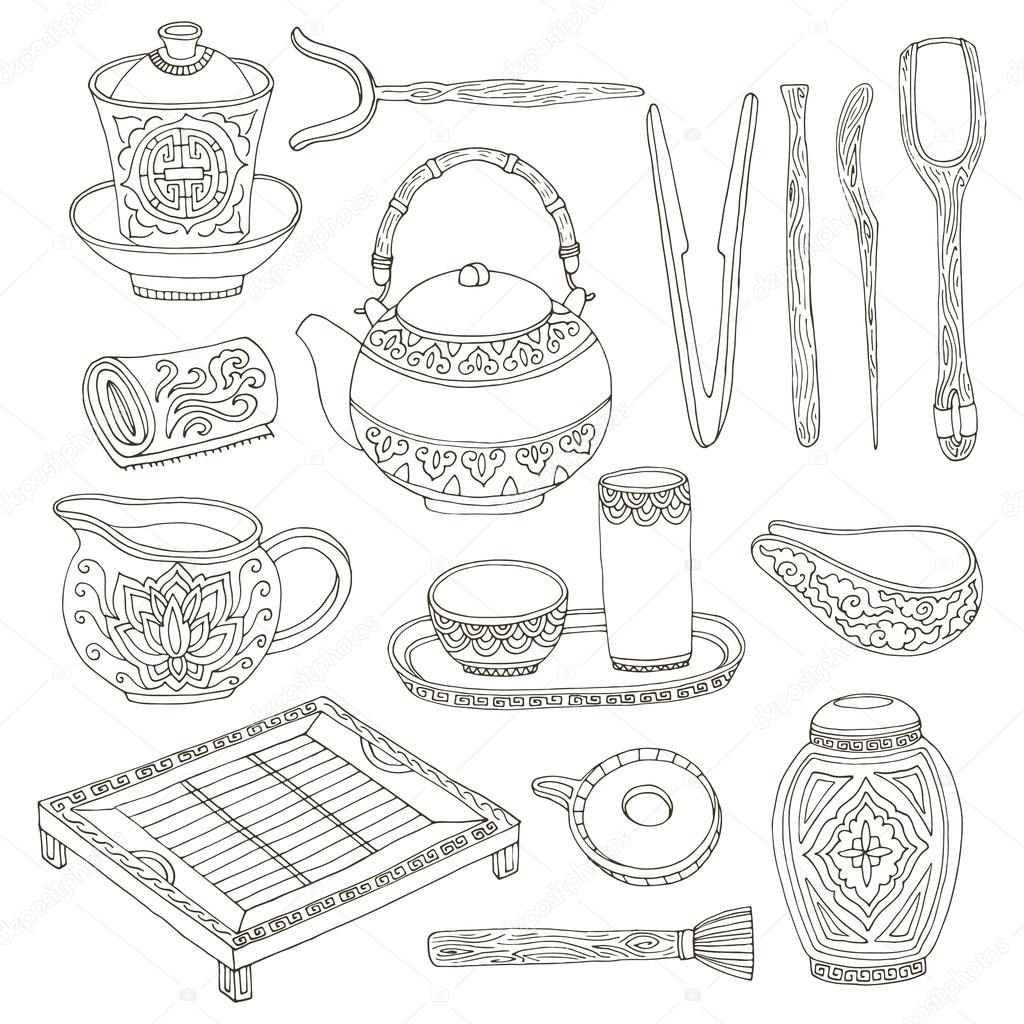 Chinese tea ceremony set Stock Vector Image by ©nadyakr 95086596