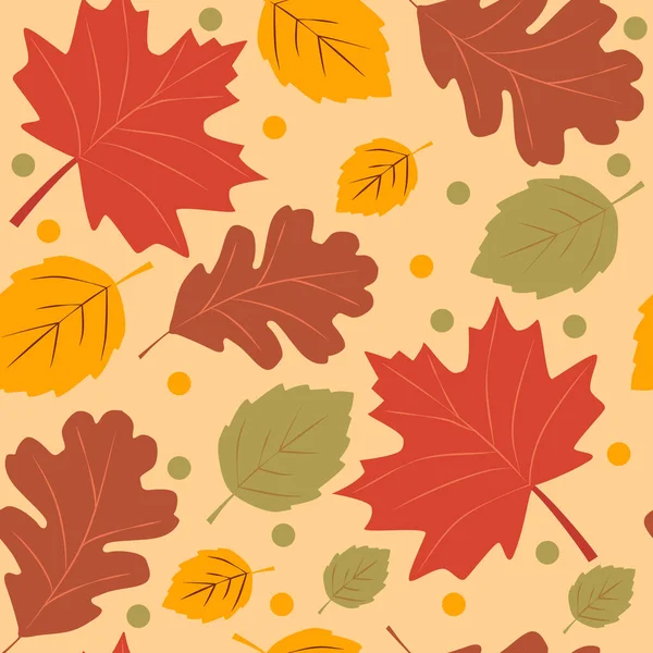 Осенние Листья Бесшовные Кленовым Дубовым Липовым Листьями Осенний Фон Обои — стоковый вектор