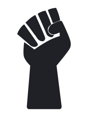 Black hand raised in a fist. Sign of protest and fight for civil rights. black lives matter symbol of protest of African American in USA and worldwide. Vector illustration isolated on white clipart