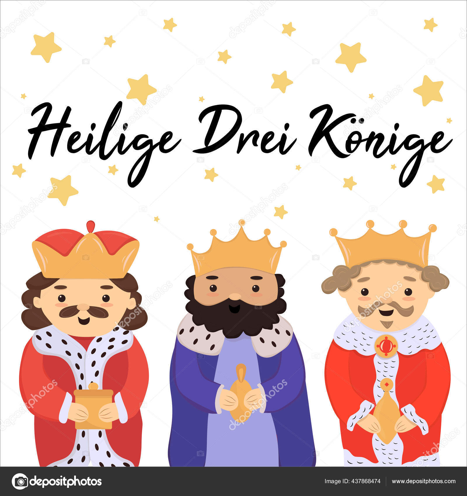Heilige Drei Konige Traducción Alemán Holy Three Kings Lindos Personajes vector, gráfico