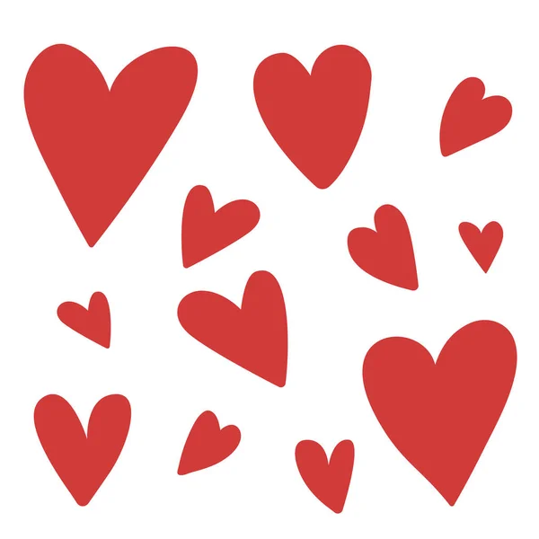 Set Garabatos Dibujados Mano Forma Corazón Vectorial Día San Valentín — Vector de stock