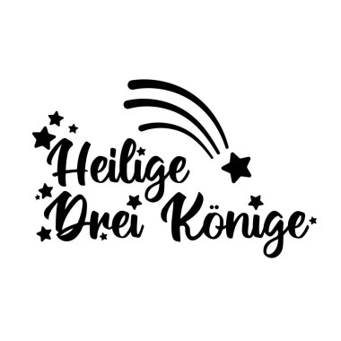 Buona Epifania 'yı yaz - İtalyanca çeviri - Mutlu Epifani. Mürekkep harfleri yıldızlar ve kuyruklu yıldız sembolleriyle süslenmiş. Beyaz renkte izole edilmiş güzel bir el yazısı. Epifani, Befana günü tebrik kartı vektörü