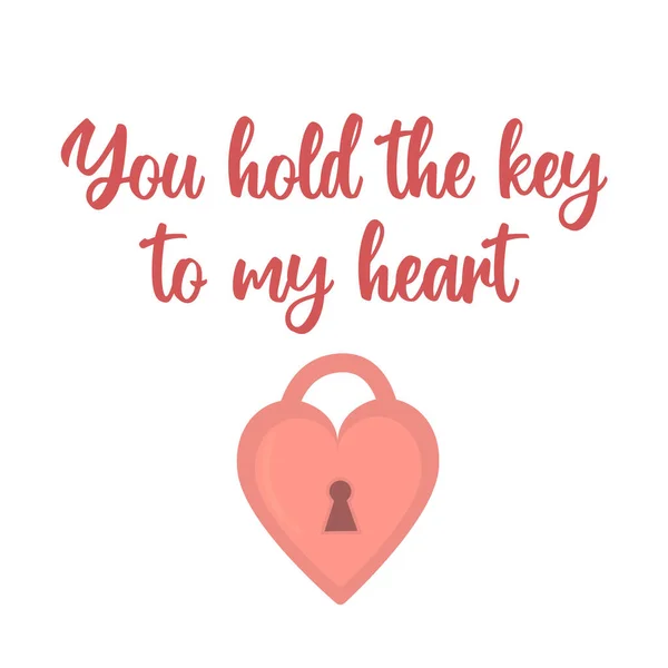 Kalbimin Anahtarı Sende Yazısı Eski Kalp Şeklinde Kilidi Olan Aşk — Stok Vektör