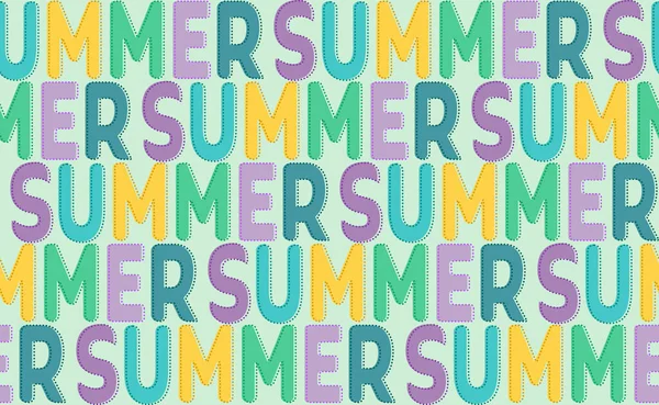 Modny Bezszwowy Wzór Tekstem Powtórz Słowo Summer Jasnymi Kolorowymi Literami — Wektor stockowy