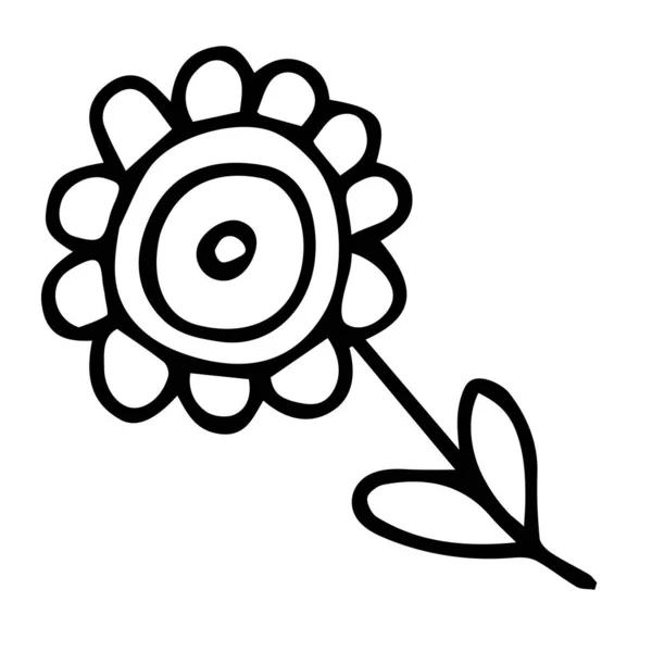 Симпатичный Цветок Руке Нарисован Простым Стилем Цветочные Векторные Иллюстрации Детского — стоковый вектор