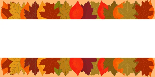 Herbst Dekorative Horizontale Hintergrund Rahmen Banner Mit Herbst Bunten Blättern — Stockvektor