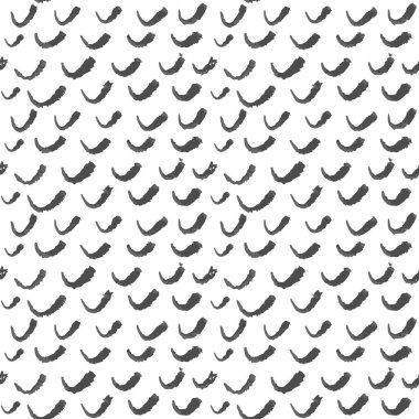 Abstract minimalist seamless pattern with hand drawn grunge black ink textured half circle line. Vector minimal monochrome black and white background with noise crescent demilune shape.