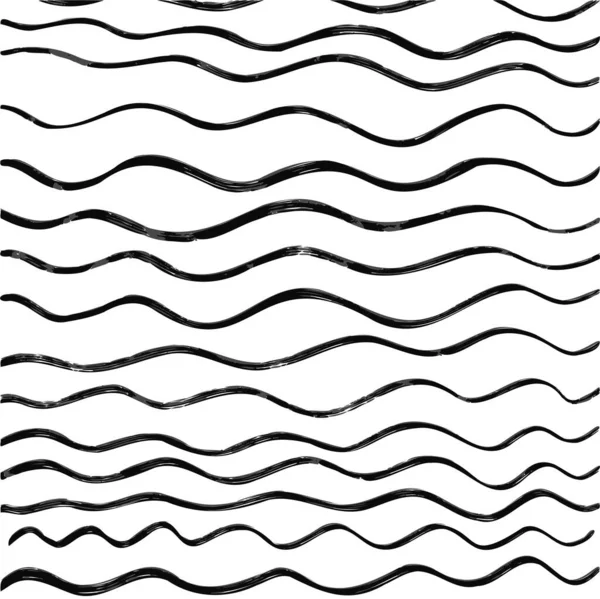 Vector Illustration Hand Drawn Grunge Textured Wavy Lines Isolated White — Διανυσματικό Αρχείο