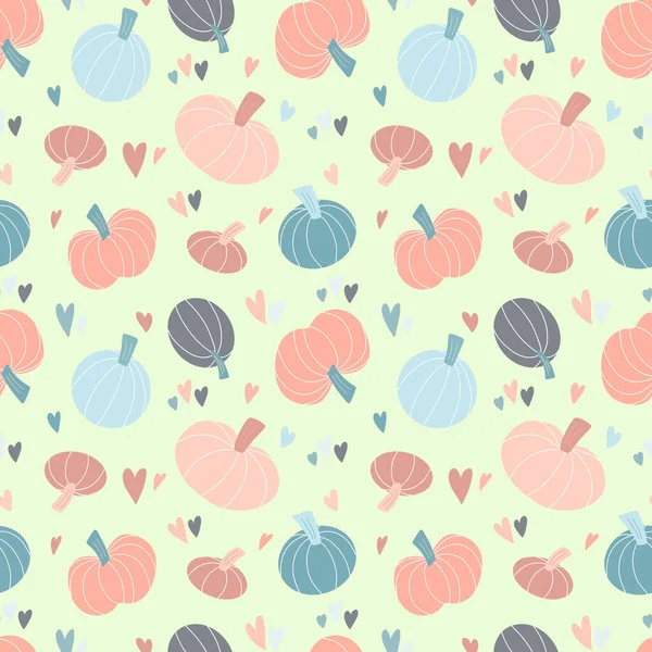 Cute Seamless Pattern Pastel Pumpkins Hand Drawn Simple Childish Scandinavian — Stock Vector