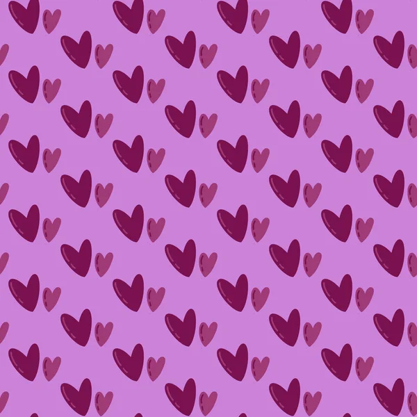 손으로 보라색 하트가 대각선으로 그려져 매끄럽지 로맨틱 보라색 발렌틴 데이의 — 스톡 벡터