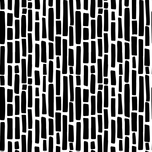 Abstrakte Minimalistische Nahtlose Muster Mit Handgezeichneten Schwarzen Vertikalen Kurzen Dicken — Stockvektor