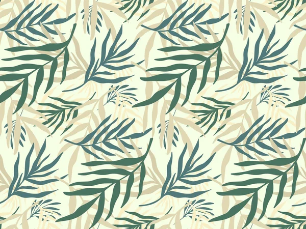 Seamless pattern background with abstract hand drawn plant silhouette. Tropical foliage palm tree branch minimalist vector boho floral backdrop texture. Design for tourism, summer, vacation, beach