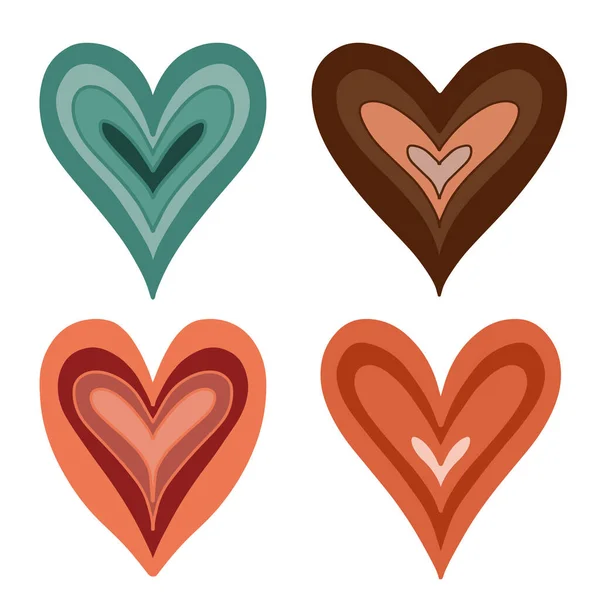 Набор Простых Рисованных Вручную Каракулей Красочных Сердец Векторная Иллюстрация Изолирована — стоковый вектор