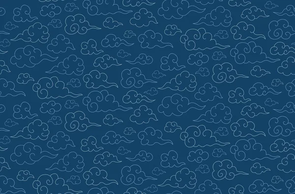 青空に日本の雲と伝統的な東洋のシームレスなパターン ベクトル背景 アジアの中国の雲民俗的な装飾 テキスタイル印刷グリーティングカード 中国中秋節 — ストックベクタ