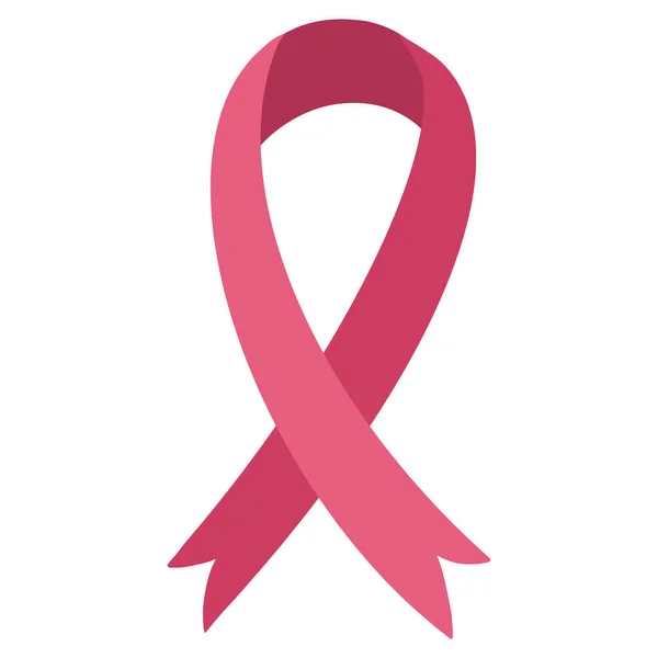 Nastro Rosa Emblema Simbolo Consapevolezza Del Cancro Seno Isolato Sul — Vettoriale Stock