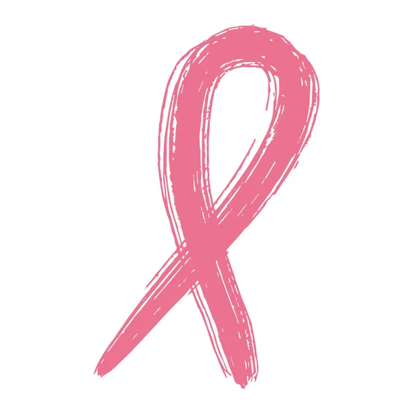 Nastro Rosa Emblema Simbolo Consapevolezza Del Cancro Seno Grunge Strutturato — Vettoriale Stock