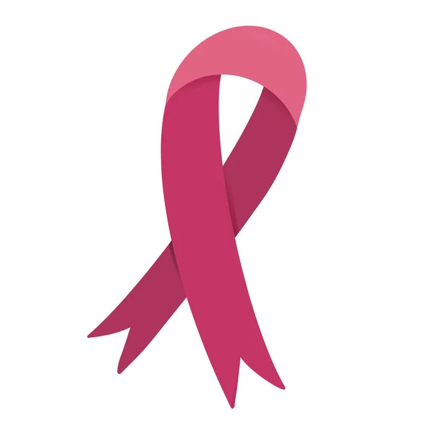 Nastro Rosa Emblema Simbolo Consapevolezza Del Cancro Seno Isolato Sul — Vettoriale Stock