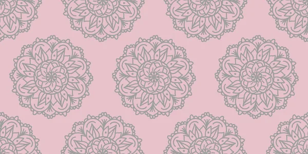 Элегантный Элегантный Узор Цветочные Декоративные Круглые Украшения Серо Розовых Пастельных — стоковый вектор