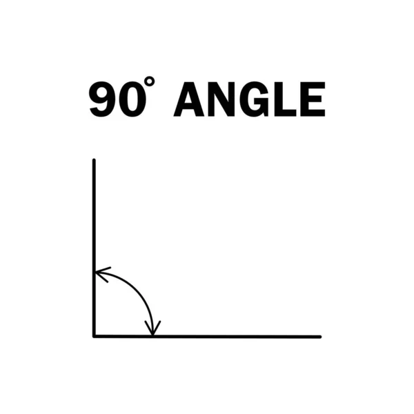 90 derece dik açı. Geometrik matematiksel doksan açı ve beyaz arkaplanda yalıtılmış ok vektör ikonu. Eğitimsel öğrenim öğretmenleri materyali.