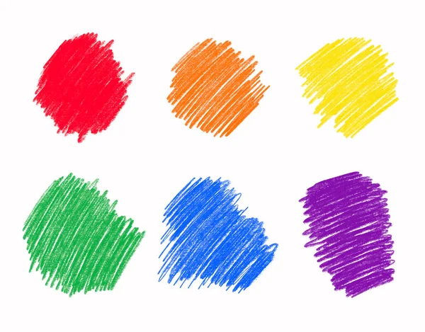 Σετ Μολυβιού Χρώματος Ουράνιο Τόξο Παιδικό Χέρι Που Grunge Σχέδιο — Διανυσματικό Αρχείο