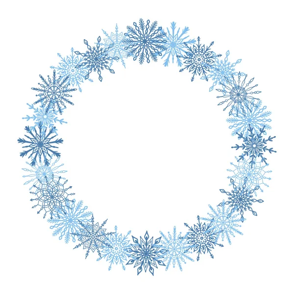 Beautiful Winter Season Christmas New Year Frame Wreath Hand Drawn — Stock Vector