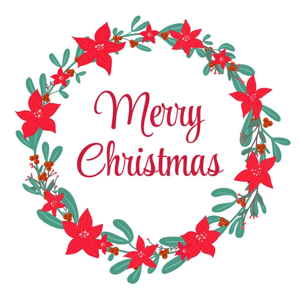Χριστουγεννιάτικο Στεφάνι Από Γκι Μουριάς Πουινσέτια Χριστουγεννιάτικο Λουλούδι Χειμώνα Αστέρι — Διανυσματικό Αρχείο