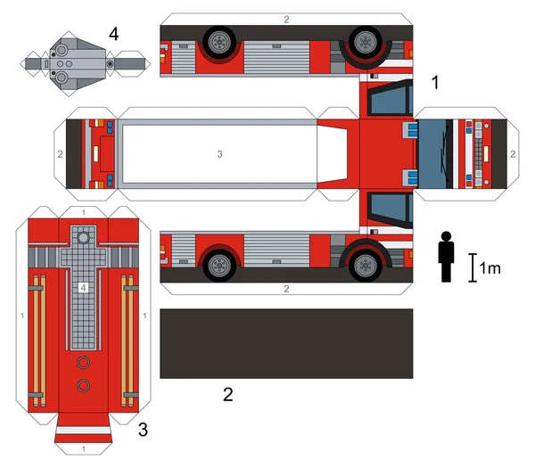 Modelo de papel de um caminhão de bombeiros —  Vetores de Stock