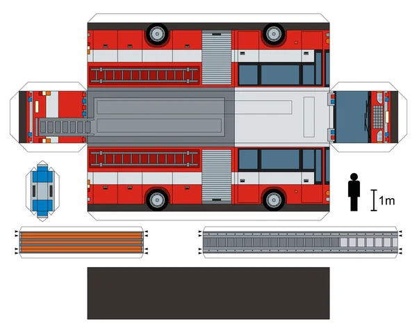 Papieren model van een brandweerwagen — Stockvector