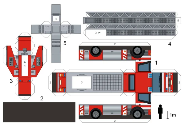Bir firetruck kağıt modeli — Stok Vektör
