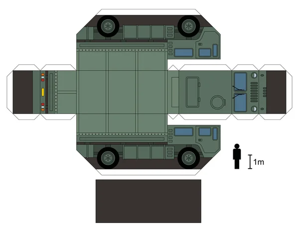 軍用車両のペーパー モデル — ストックベクタ