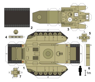 Paper model of a tank clipart