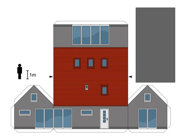 Papír modell egy szürke kis ház — Stock Vector