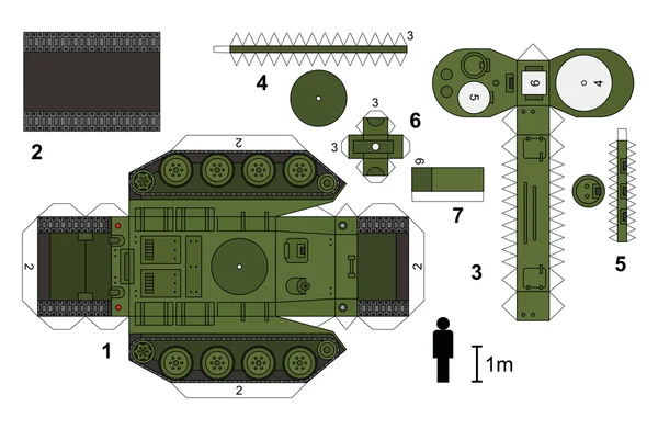 Papieren model van een oude tank — Stockvector