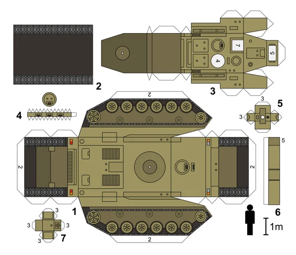 Papieren model van een tank — Stockvector