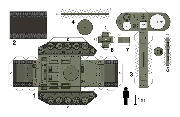 Papieren model van een oude tank — Stockvector