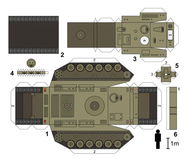 Bir tank kağıt modeli — Stok Vektör