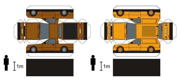 Modèle papier de voitures de livraison — Image vectorielle
