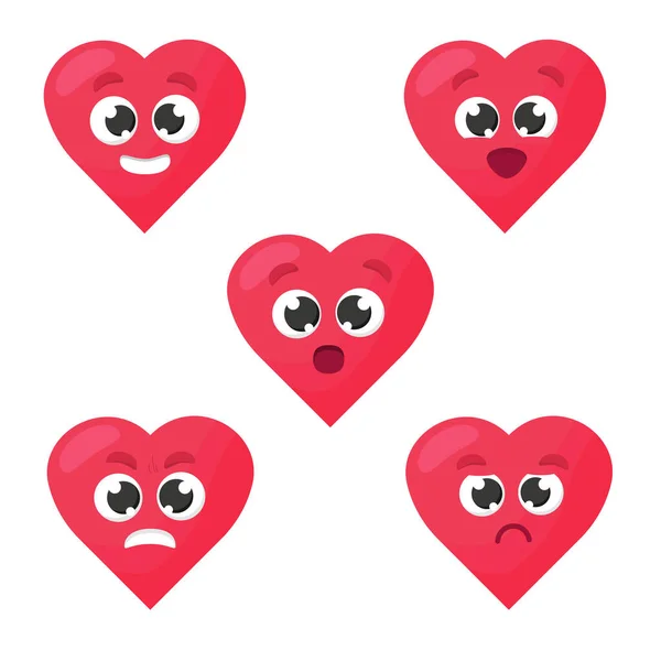 Rode Roze Hart Emoji Symbool Van Liefde Set Van Valentines — Stockvector