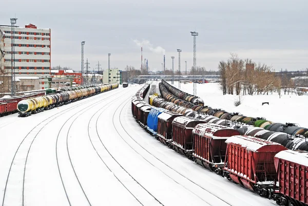 Ferroviária no inverno — Fotografia de Stock