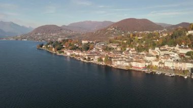 Aerial View of Orta San Giulio Town on Lake Orta 