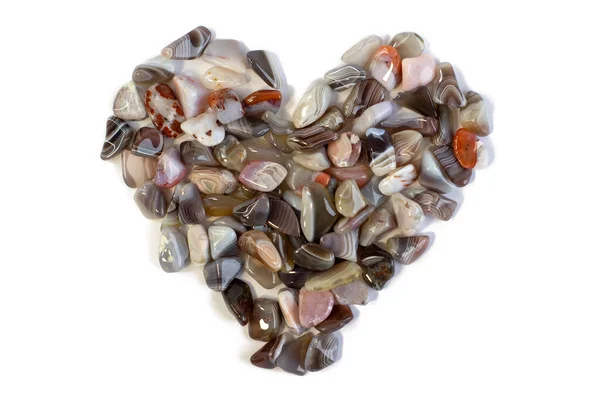 Ágata natural, vários tipos e cor, gemas coleção mineral como bom fundo natural forma do coração — Fotografia de Stock