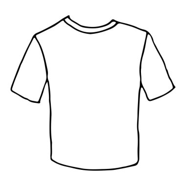El çizimi klasik tişört. Basit vektör izole çizgisi