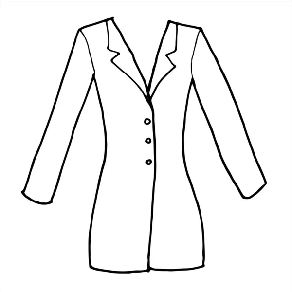 Handgetekende schets klassieke jas. Eenvoudige vector geïsoleerde omtrek — Stockvector