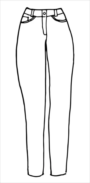 Ручний ескіз класичних джинсів. Прості векторні ізольовані контури — стоковий вектор