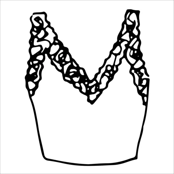 Handgezeichnetes Skizzenhemd oder Bluse mit Spitze. Einfache vektorisolierte Umrisse — Stockvektor